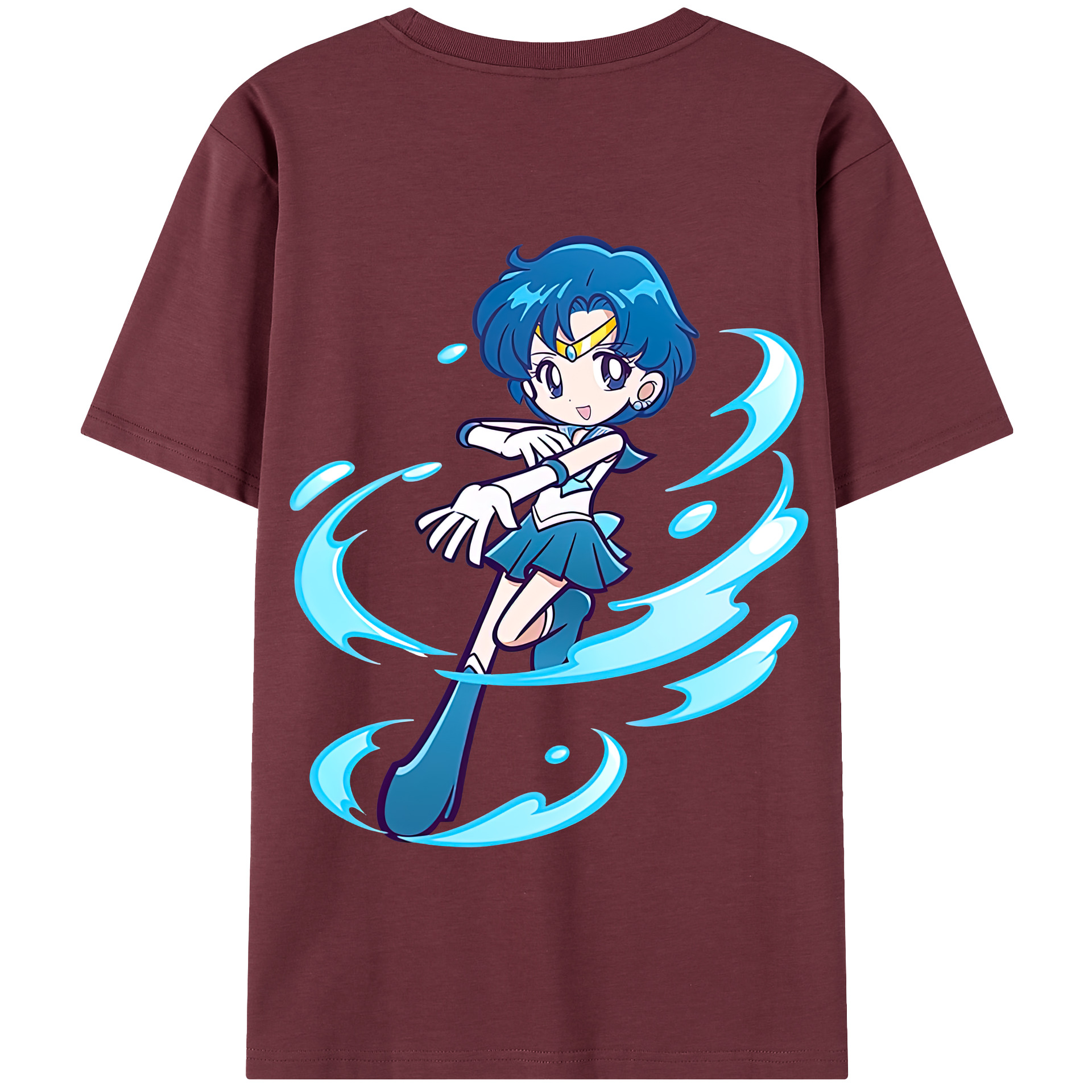 （画像用） 美少女戦士セーラームーン 水野 亜美 みずの あみ Sailor Moon Mizuno Ami 綿100％半袖Tシャツ（背面プリント）